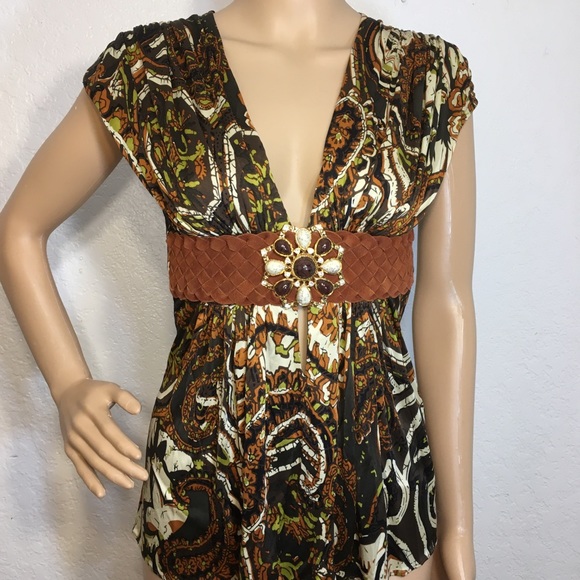 Skye Fall Colors Paisley Top w/ Statement Belt - Picture 5 of 8